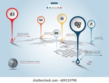 World map digital Infographics template design and creative concept include icon set,Vector eps10.