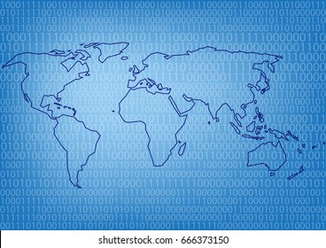 World map with digital number in decimal format background wallpaper