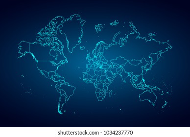 world map digital tech background