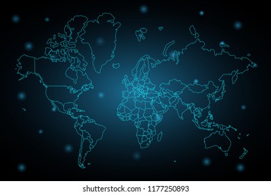 world map digital tech background
