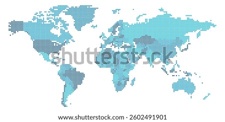 A world map displays countries and regions using distinct dot patterns, showcasing political boundaries while emphasizing geographical locations and distribution.