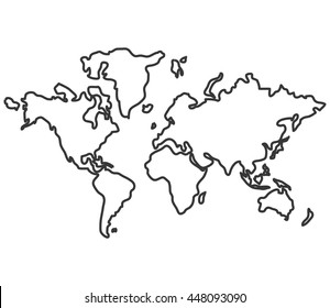 world map with distinction between land and sea icon