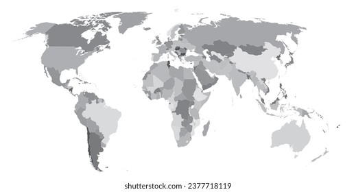 die nach Ländern gegliederte Weltkarte. Vektorgrafik