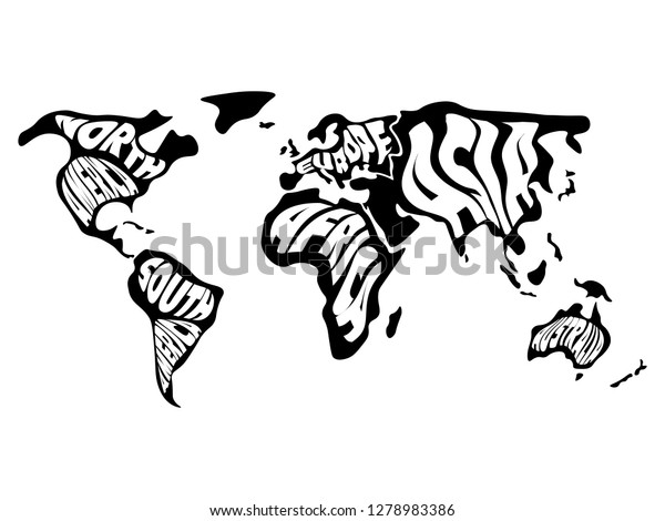 World Map Divided Into Six Continents Stock Vector Royalty Free 1278983386 Shutterstock 7868