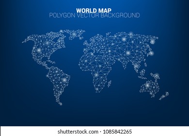 World map dot connection line polygon: concept of digital world, Data connection