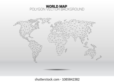 World Map Dot Connection Line Polygon: Concept Of Digital World, Data Connection