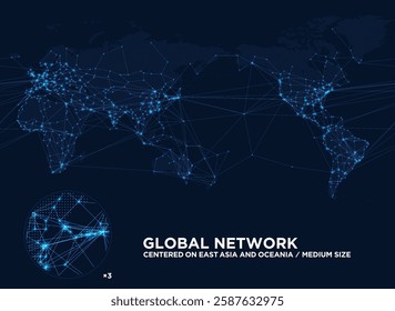 world map dot map and digital global network