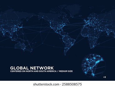 world map dot map and digital global network