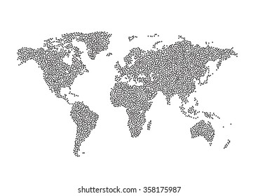 World Map Dot illustration. Halftone Dotwork Vector illustration