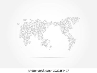 The world map dot in metallic style in white background, Eps 10 vector