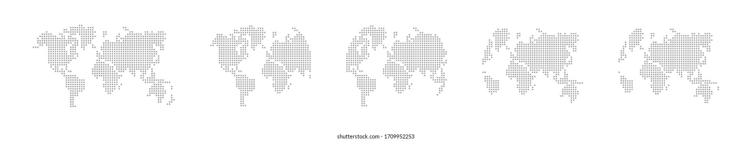 World map of dot. Set of dotted world map on isolated background. Vector