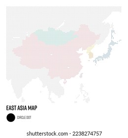 World Map in Dot Style -  East Asia Region Group by Country