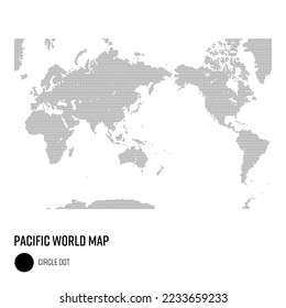 World Map in Dot Style - Pacific-centered World Group by region