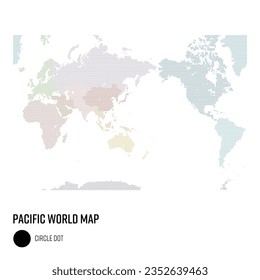 World Map in Dot Style - Pacific-centered World Group by region