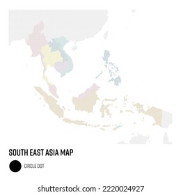 World Map In Dot Style -  South East Asia Region Group By Country