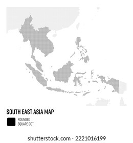 World Map In Dot Style -  South East Asia Region Group By Country