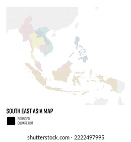 World Map In Dot Style -  South East Asia Region Group By Country