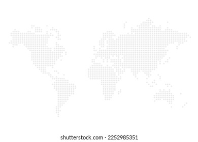 Puntos del mapa mundial. Resumen de los gráficos de mapas del mundo con estilo punteado. Sutil gris sobre fondo blanco.