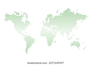 Puntos del mapa mundial. Resumen de los gráficos de mapas del mundo con estilo punteado. Mapa verde.