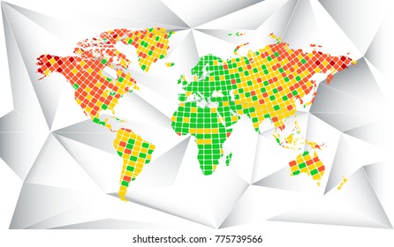 World map dots. All elements are separated Abstract linear polygonal white background. Vector illustration EPS 10 .