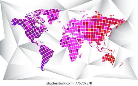 World map dots. All elements are separated Abstract linear polygonal white background. Vector illustration EPS 10 .