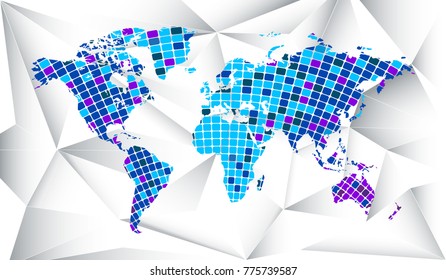 World map dots. All elements are separated Abstract linear polygonal white background. Vector illustration EPS 10 .