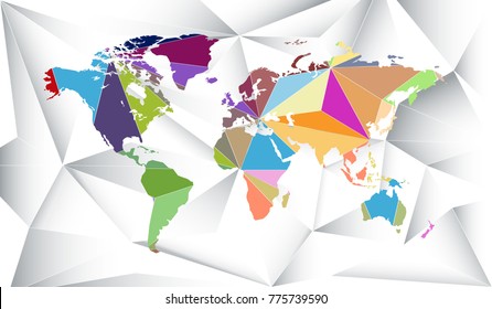 World map dots. All elements are separated Abstract linear polygonal white background. Vector illustration EPS 10 .