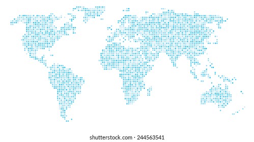 World Map - Dots Blue Cyan graded