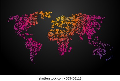 world map dots color gradient