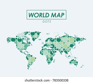 world map in dots in green color silhouette