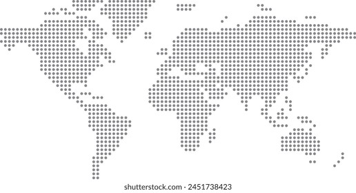 World map of dots, led uppercase English alphabet, vector illustration