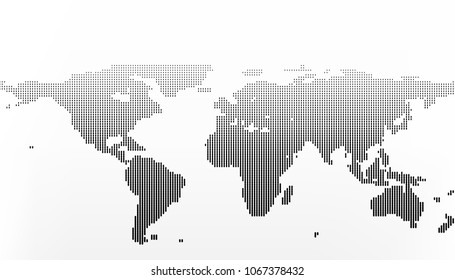 World map in dots, little lines with gradient effect. Earth business concept in flat style isolated on white background. Vector illustration