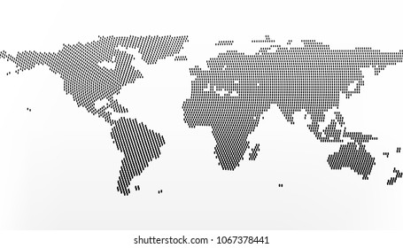 World map in dots, little lines with gradient effect. Centre in New York. Earth business concept in flat style isolated on white background. Vector illustration