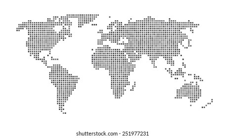 World Map - Dots Matrix Gray