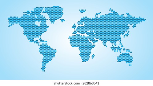World Map - Dots Matrix Two Tone colors - Blue