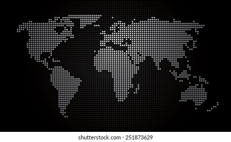 World Map - Dots Metal Gray