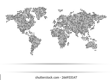 World map dots random size black