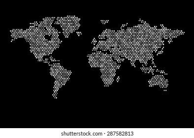World map dots random size white