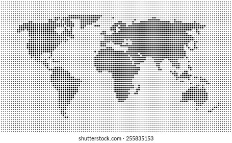 World map dots - scaled black dots white background