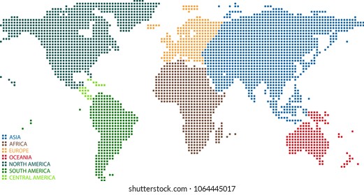 Dotted World Map Vector Outline Map Stock Vector Royalty Free