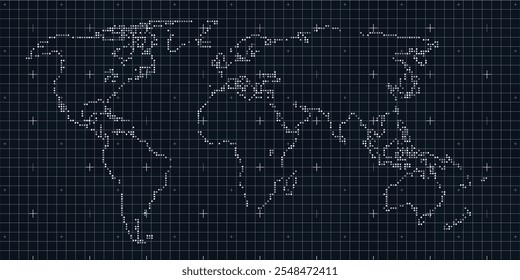 World Map in Dotted Art Style. Vector Illustration.
