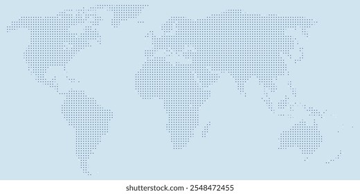 Weltkarte im gepunkteten Kunststil. Vektorgrafik.
