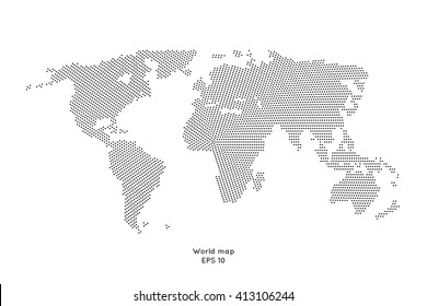 World map with dotted background. Stock vector.