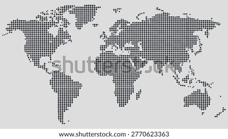 World map dotted illustration. Worldwide global map with dots. Isolated Earth atlas wallpaper.