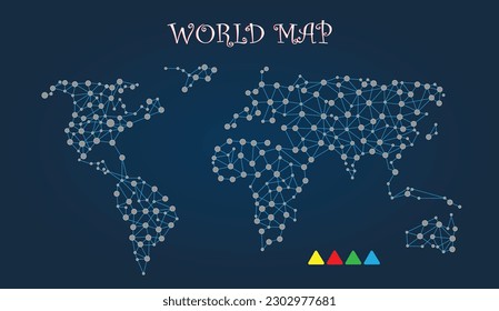 World map with dotted, Navy blue background, the Vector file