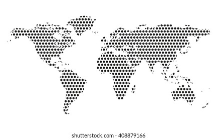 World map dotted pattern. World map with dots. Vector illustration.