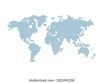 Mapa mundial con formas punteadas. Ilustración terrestre. Vector aislado sobre fondo blanco.
