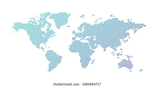 World map dotted style, vector illustration isolated on white background.