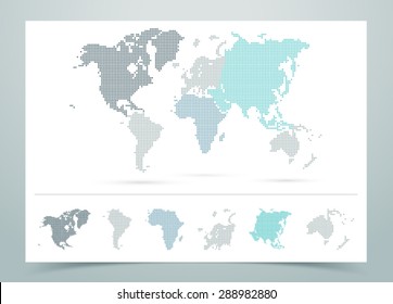 World Map Dotted Vector With Continents
