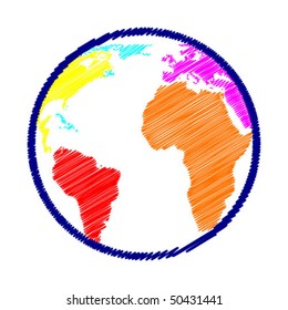 world map drawn by hand